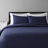 Amazon Basics - Juego de cama de franela con funda nórdica - 200 x 200 cm/50 x 80 cm x 2, Azul marino