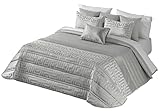 NORA HOME Boutí Edredon Acolchado Trujillo + Funda/s Cojin 40x60. (Gris, 180x260 (Cama 90))