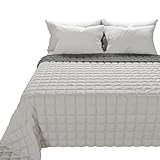 PETTI ARTIGIANI ITALIANI - Colcha Simple Reversible 160x260 cm en Microfibra, Cubre Cama Simple Primavera, Edredón Reversible 1 Persona, Gris, 100% Fabricado en Italia