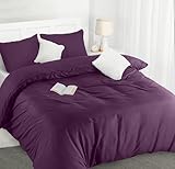Utopia Bedding Funda Nordica Cama 105 - Microfibra Juego de Funda de Edredon 200x200 cm y 2 Fundas de Almohada 50x75 cm (Púrpura)