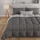 PETTI Artigiani Italiani Reversible, Nórdico de Microfibra, Antialérgico, 100% Made in Italy, Microfiber, Gris, Cama 150 (Edredón 240 x 260)