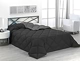 SABANALIA - Edredón nórdico de 400 g Reversible (Bicolor) | Relleno de Fibra Hueca Virgen Siliconada | Hipoalergénico | Válido para Cama de 90/105 cm (180x270), Color Gris y Negro