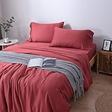 Zenn Natural - Funda Nórdica Extrasuave - Taco Seda - 100% Tencel Lyocell - Ecológica - Hipoalergénica - Transpirable (Burdeos, Cama 150/160 (240x220 cm))