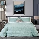 NORA HOME Boutí Colcha Edredon Acolchado Cama 150 Verde - Potus. Relleno 150 gr/m². 2 Fundas Cojin Decorativas a Juego Incluidas