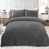WONGS BEDDING Ropa de cama de felpa, set de 3 piezas, 1 funda nórdica de forro polar de 200 x 200 cm y 2 fundas de almohada de 50 x 75 cm, con cremallera, suave y agradable para el invierno (gris)